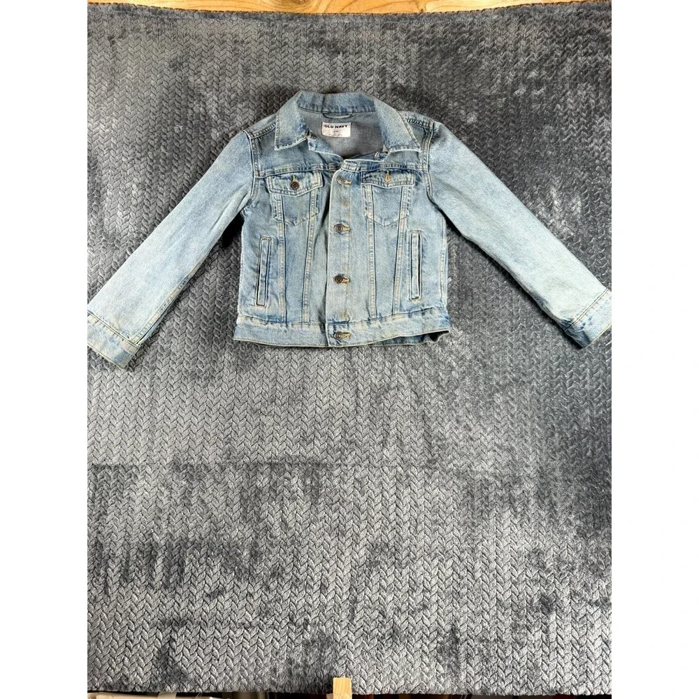 Old Navy Trucker Jacket Girls‎ M(8) Blue Denim Cropped Classic Button Front